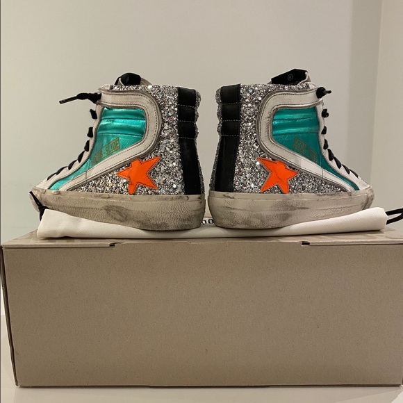 Golden Goose Slide Sneaker Green/Glitter sz 36 NIB - Picture 6 of 10